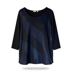 Kim Rogers Curvy Blue Oversized Blouse Long Sleeve Relaxed Fit 2X NWOT